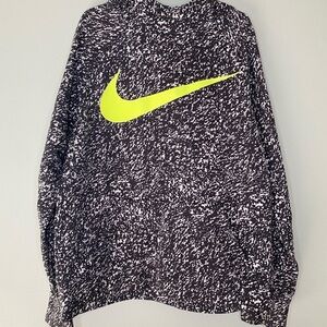 Dri-fit Nike youth Medium Pullover black and Yellow Neon‎ Swoosh hoodie